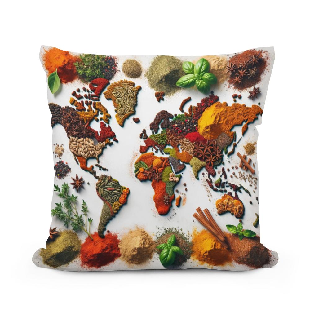 Spice World Map Cotton Cushion