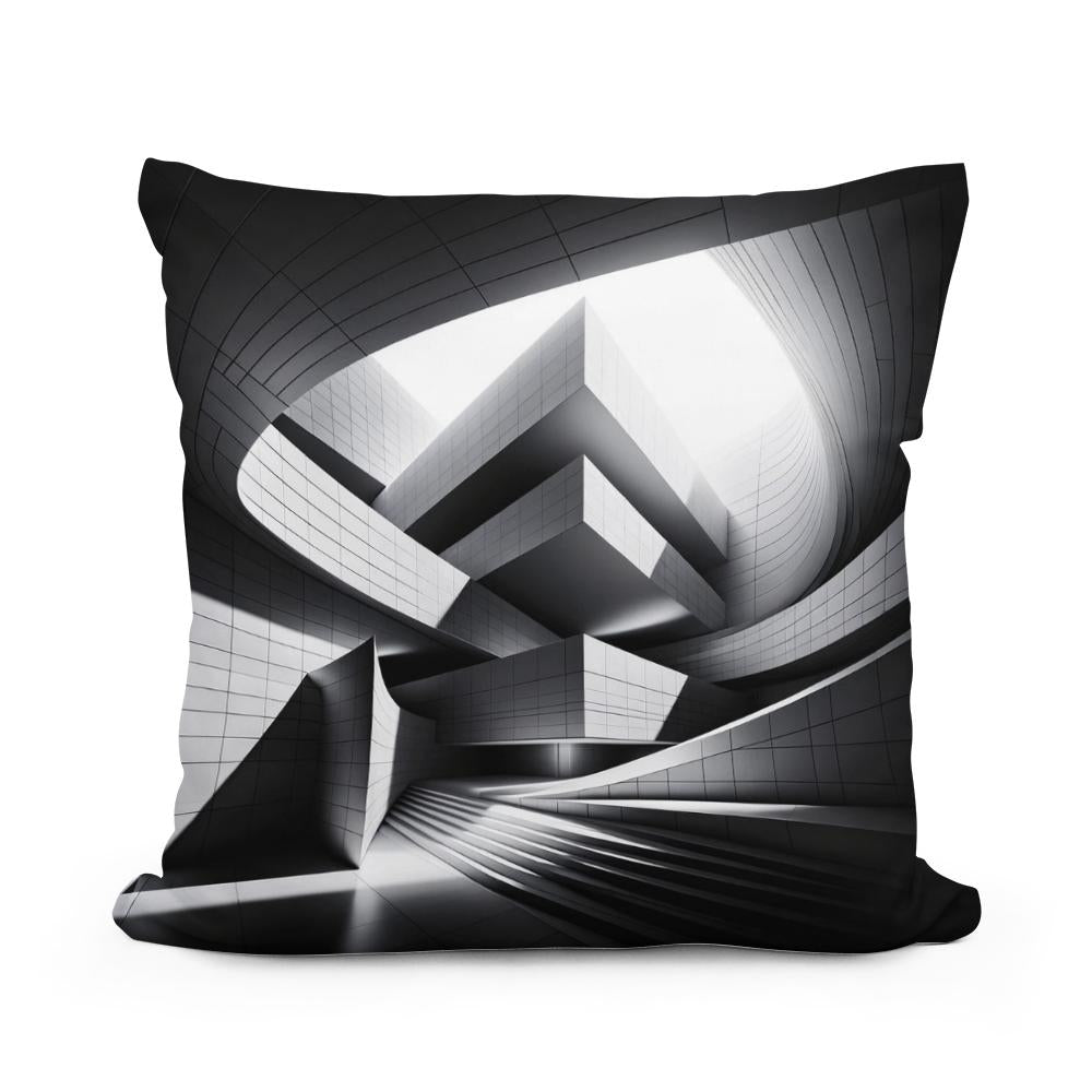 Modern Mirage: Light and Structure Cotton Cushion