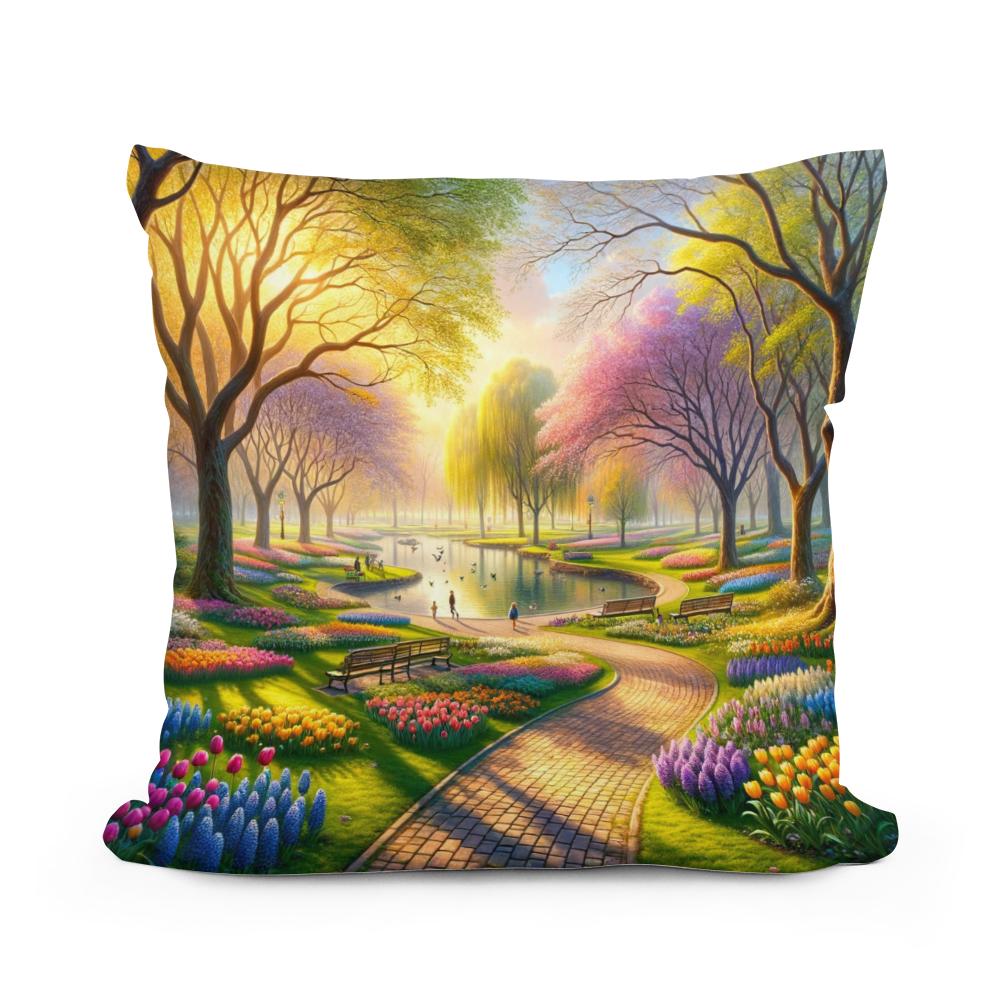 Spring's Embrace Park Cotton Cushion