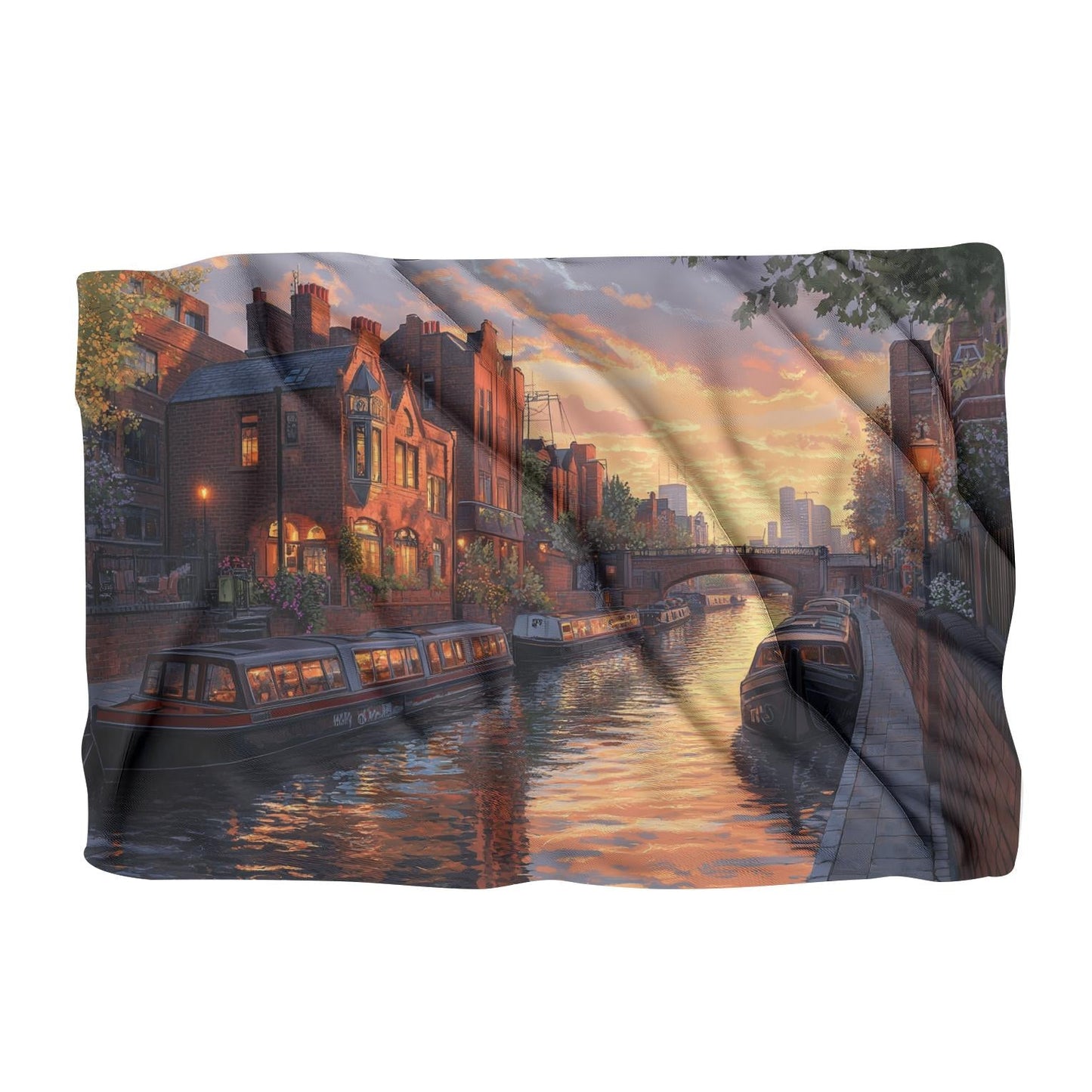Birmingham Canal Sunset Harmony Blanket