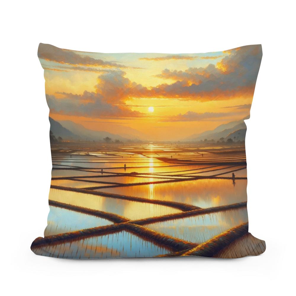 India's Sunset Serenity Cotton Cushion