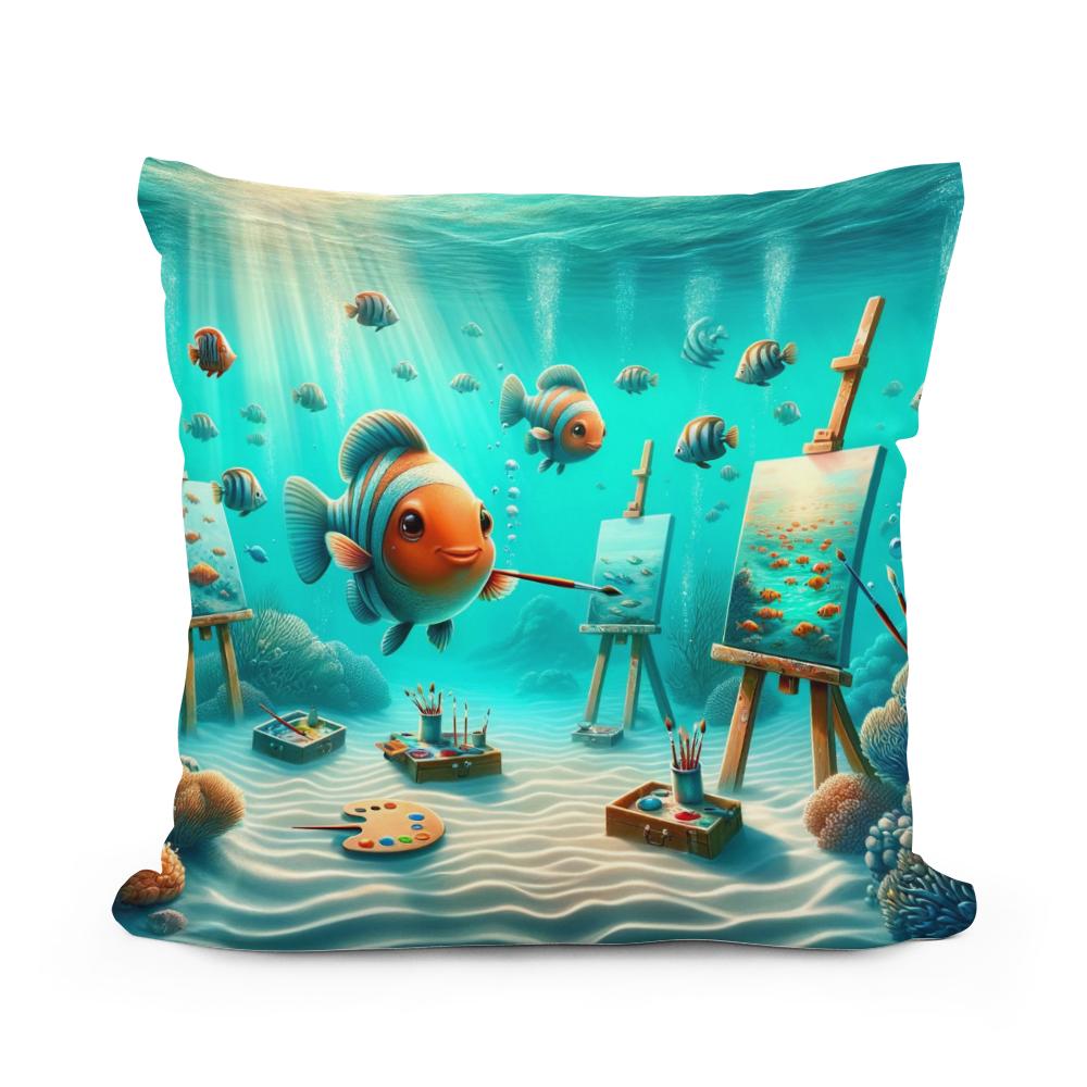 Aquatic Artistry Cotton Cushion