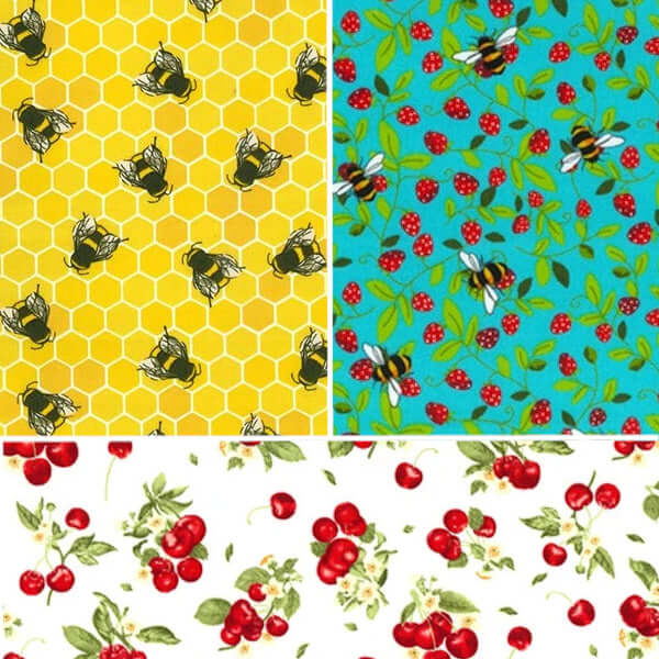 *Set of 3 Handmade Beeswax Wraps | Bees & Cherries