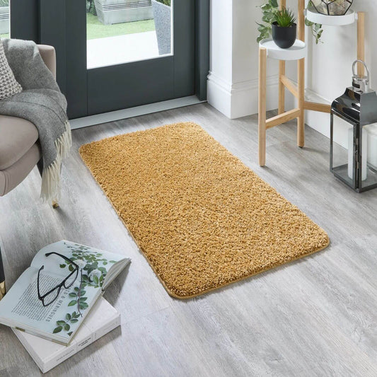 Washable Ochre Shaggy Rug