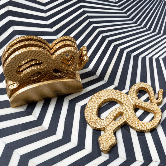Serpent Gold Set of 4 Coasters with Holder