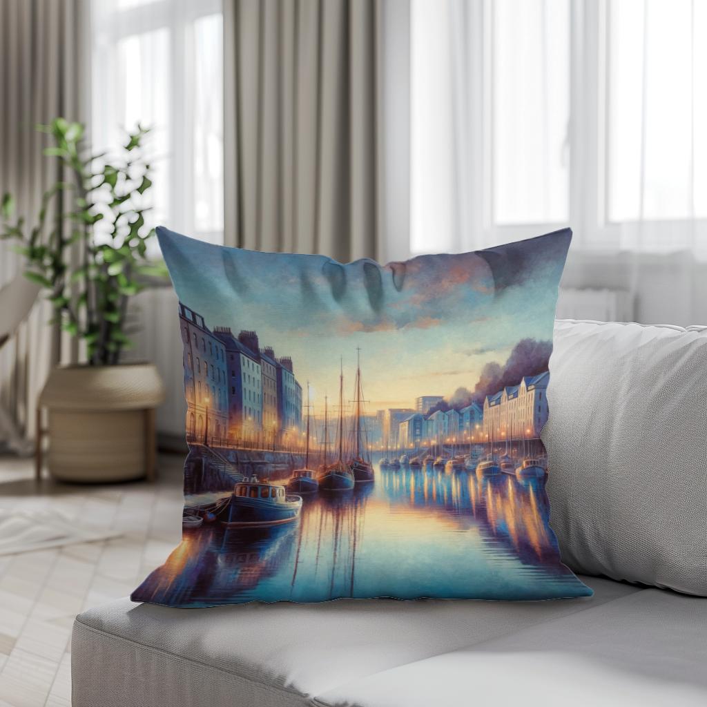 Bristol Harbourside Dusk Cotton Cushion