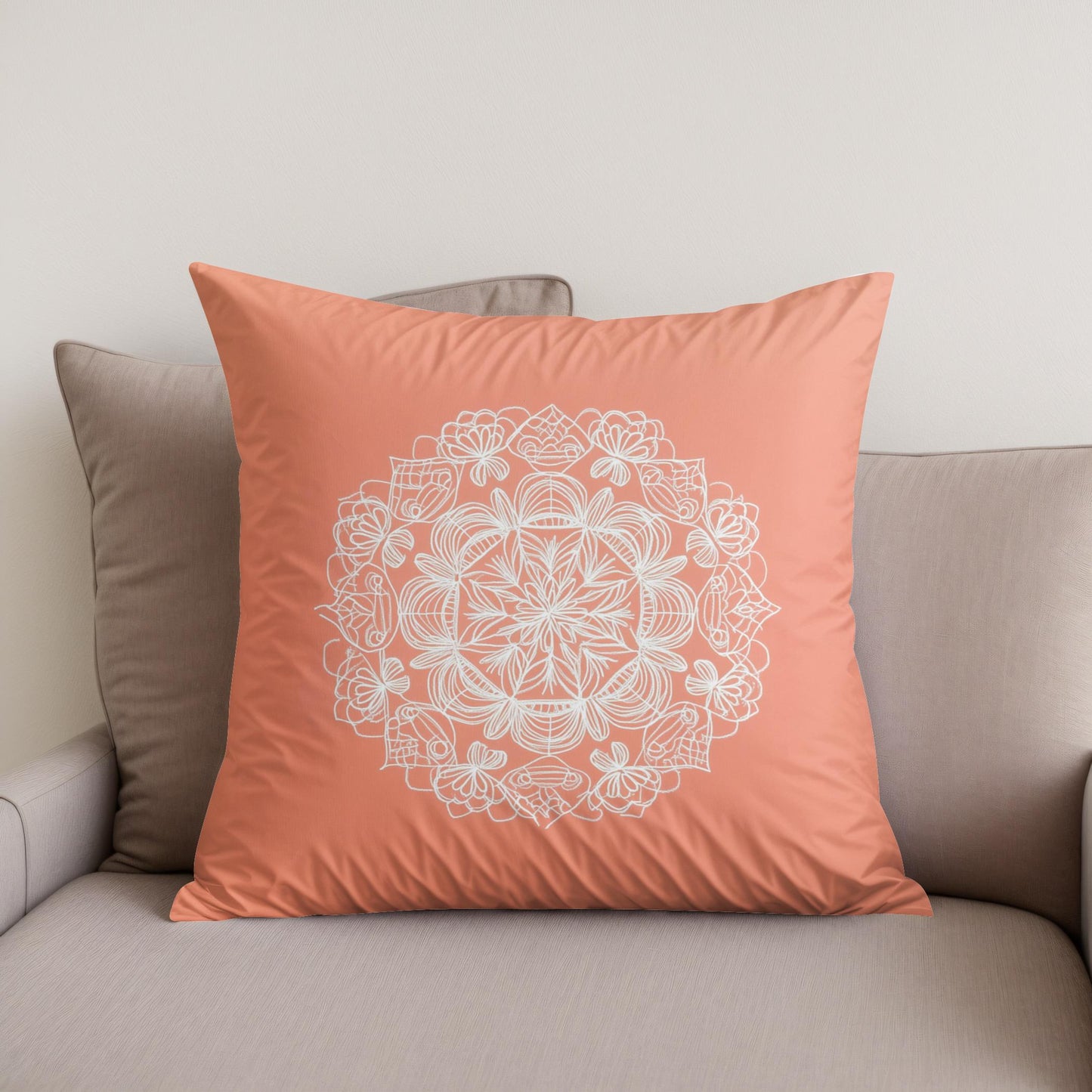 Coral Mandala Cotton Cushion