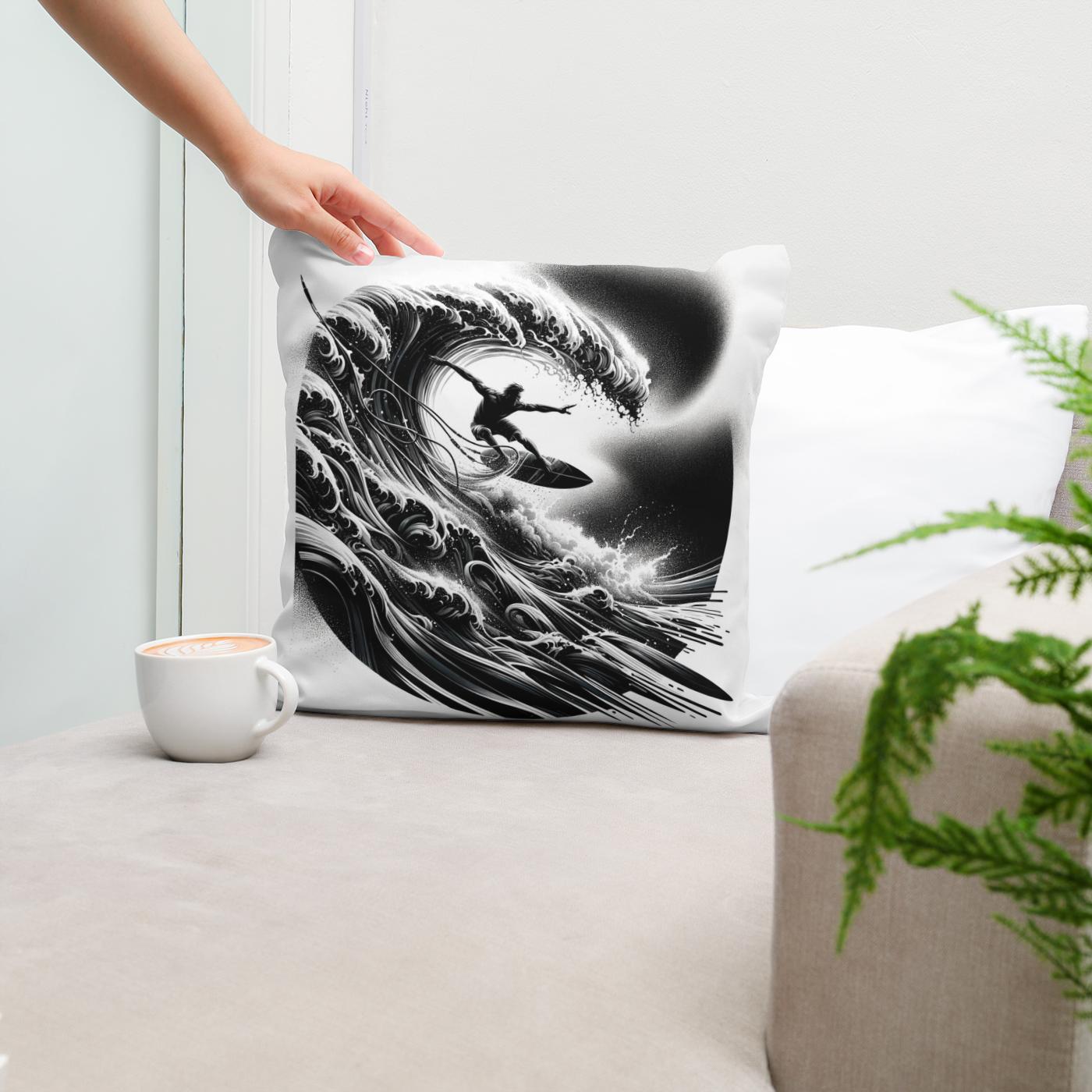 Surge of the Silver Wave Cotton Cushion