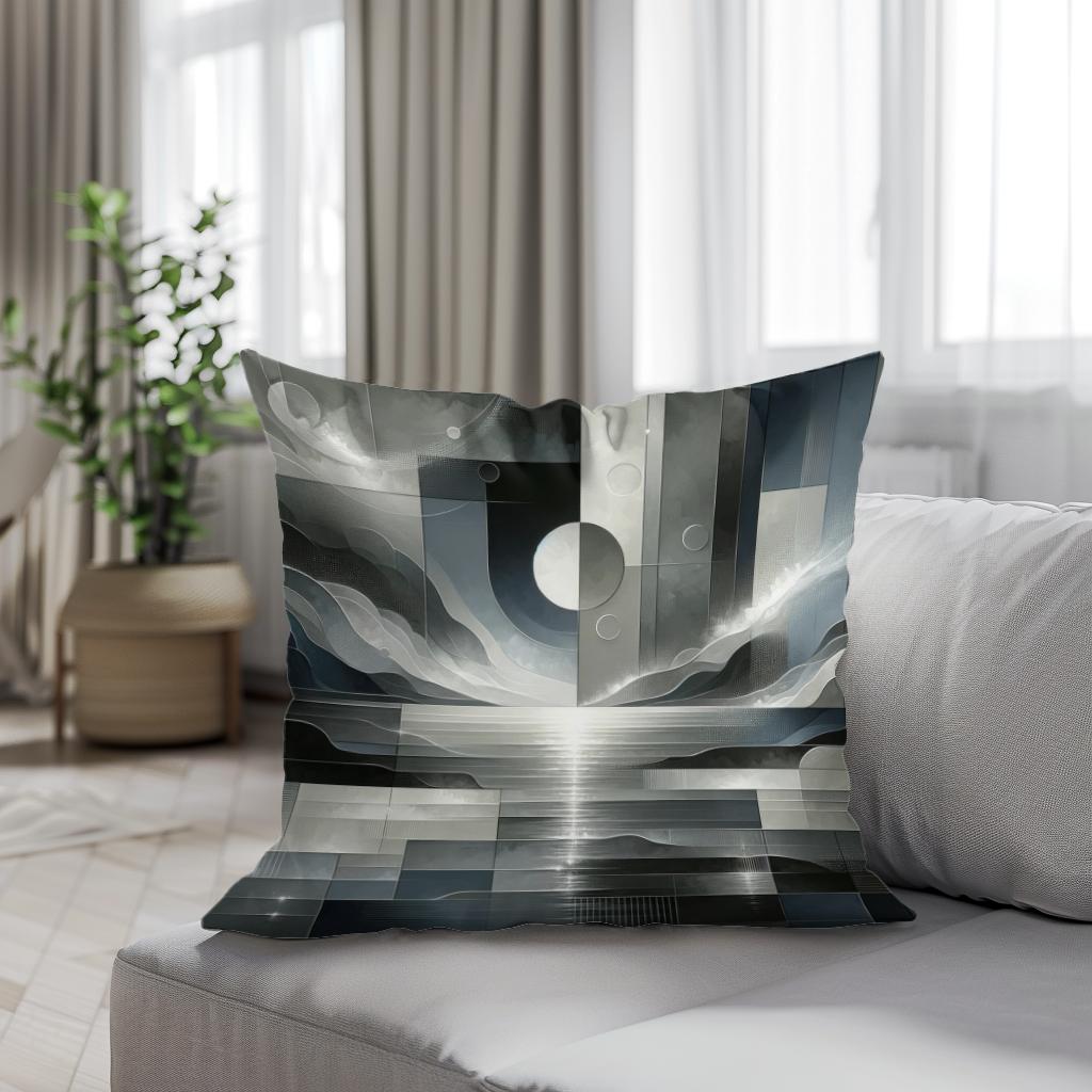 Moonlit Monochrome Cotton Cushion