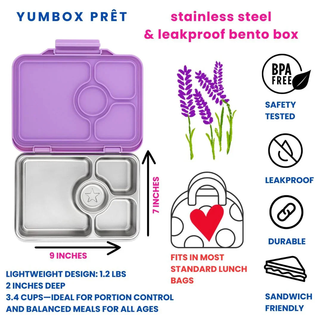 Yumbox Prêt Stainless Steel Leakproof Bento Lunch Box  - Various Colours