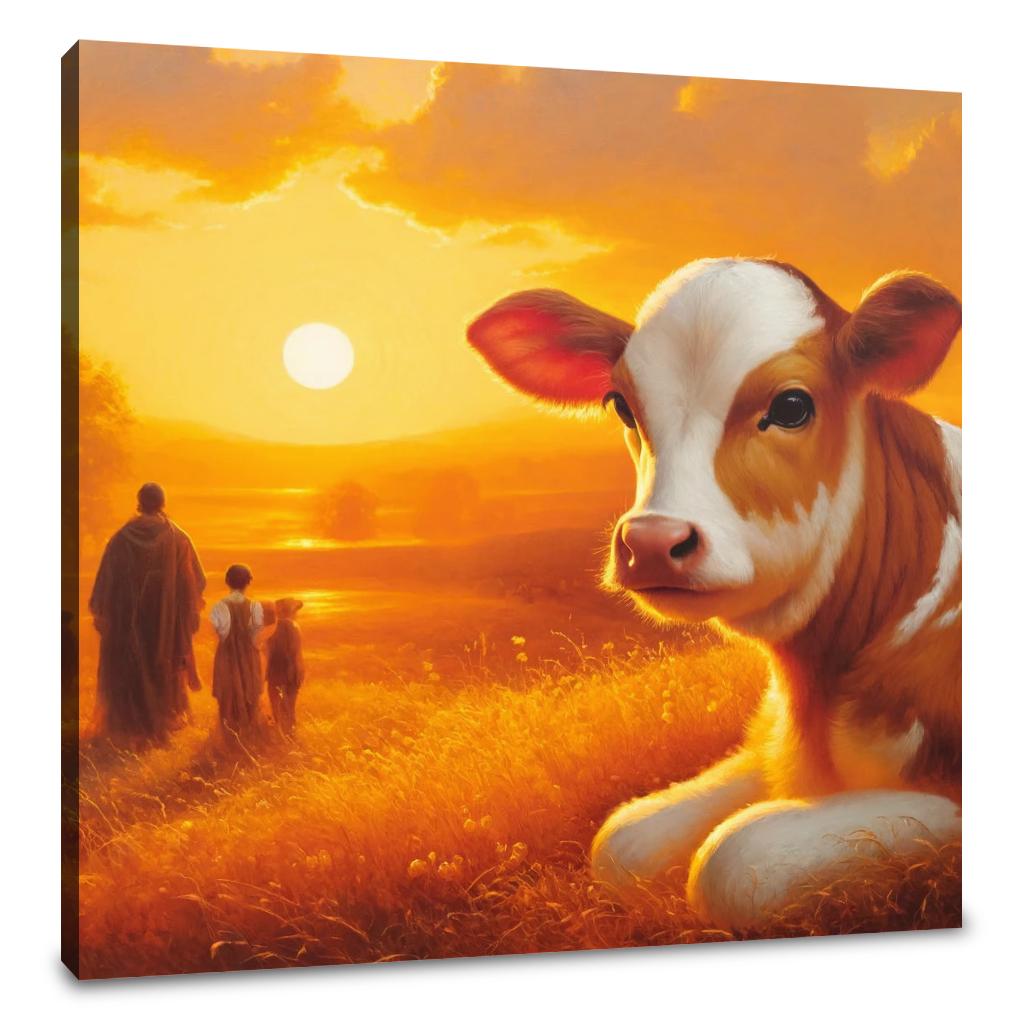 Golden Hour Cow Canvas
