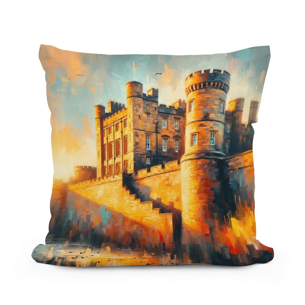 Newcastle Castle Keep Sunset Cotton Cushion