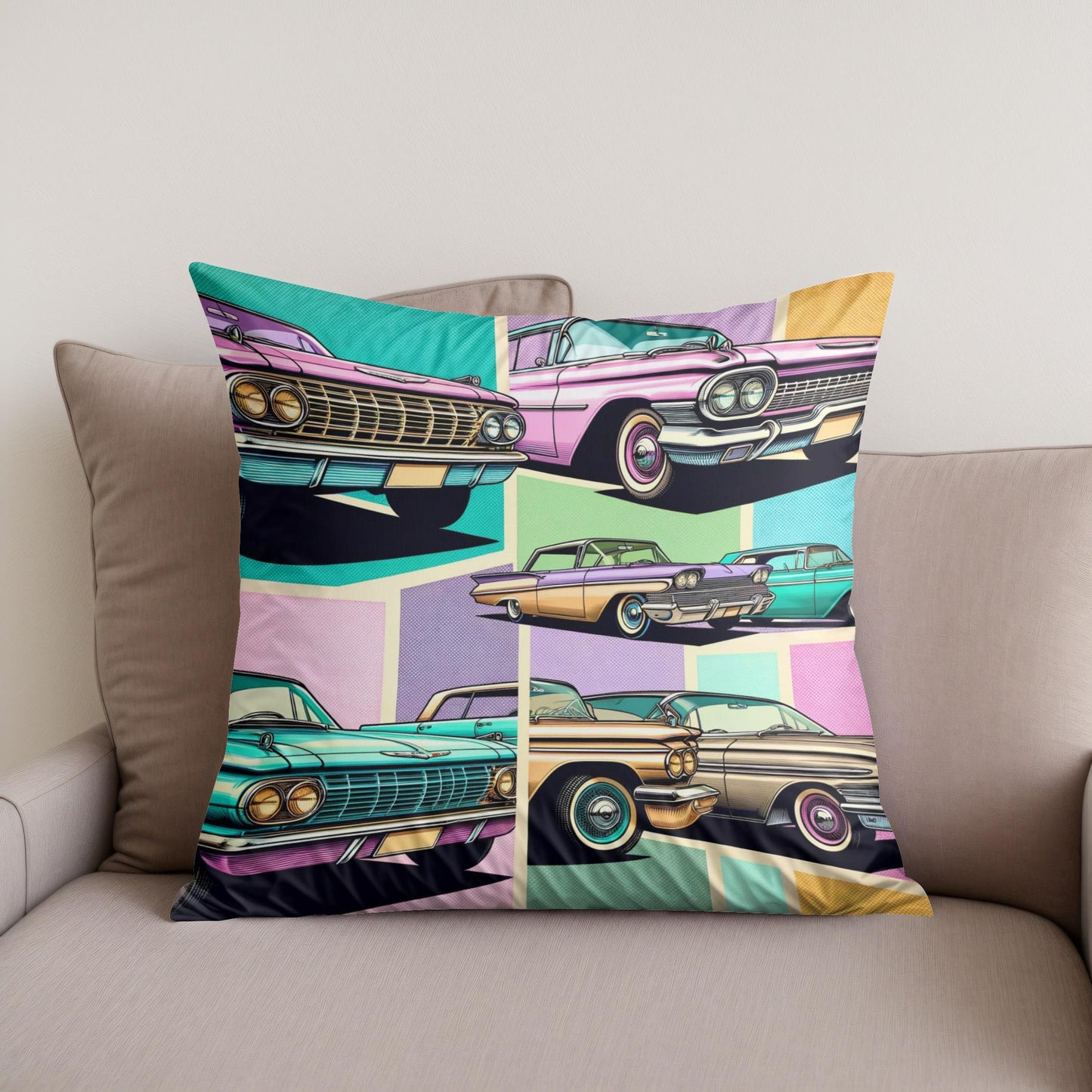 Pastel Pop Motors Cotton Cushion