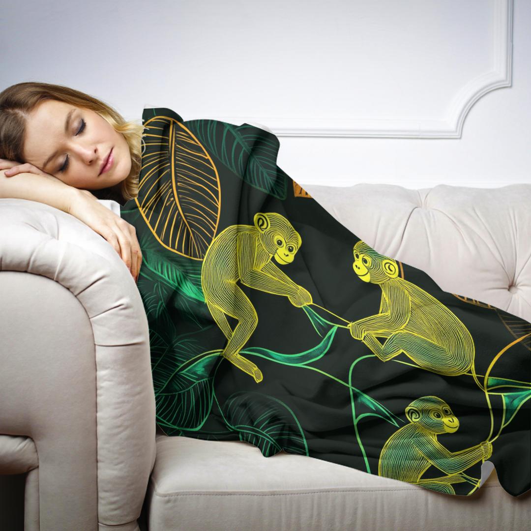 Swinging Monkeys Jungle Blanket