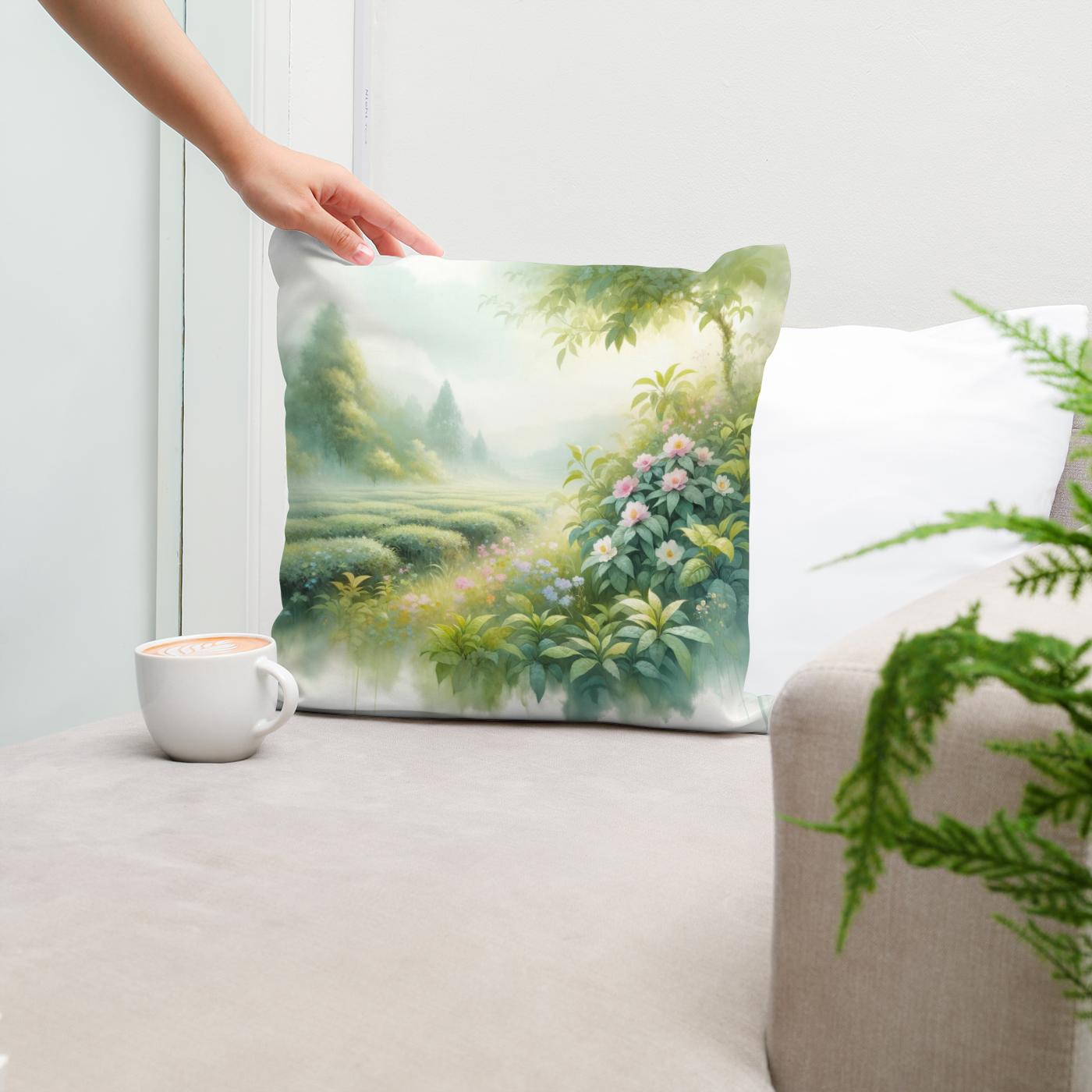 Tranquil Teagarden Cotton Cushion