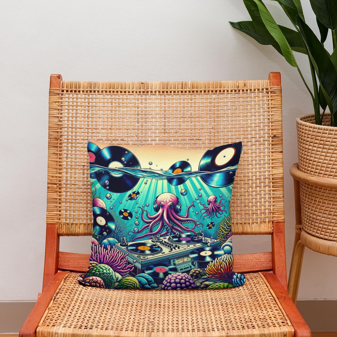 Vinyl Reef Rhythms Cotton Cushion