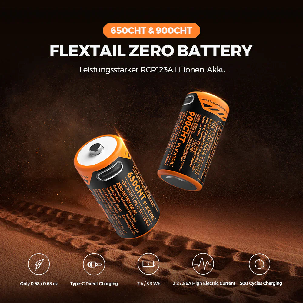 ZERO QUARK BATTERY - High Performance RCR123A Li-ion Battery (900CHT) for Zero pump