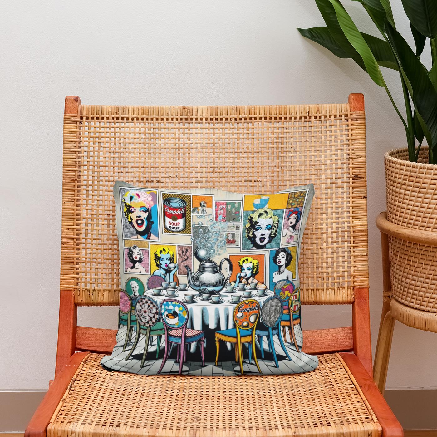 Modern Pop Tea Party Cotton Cushion