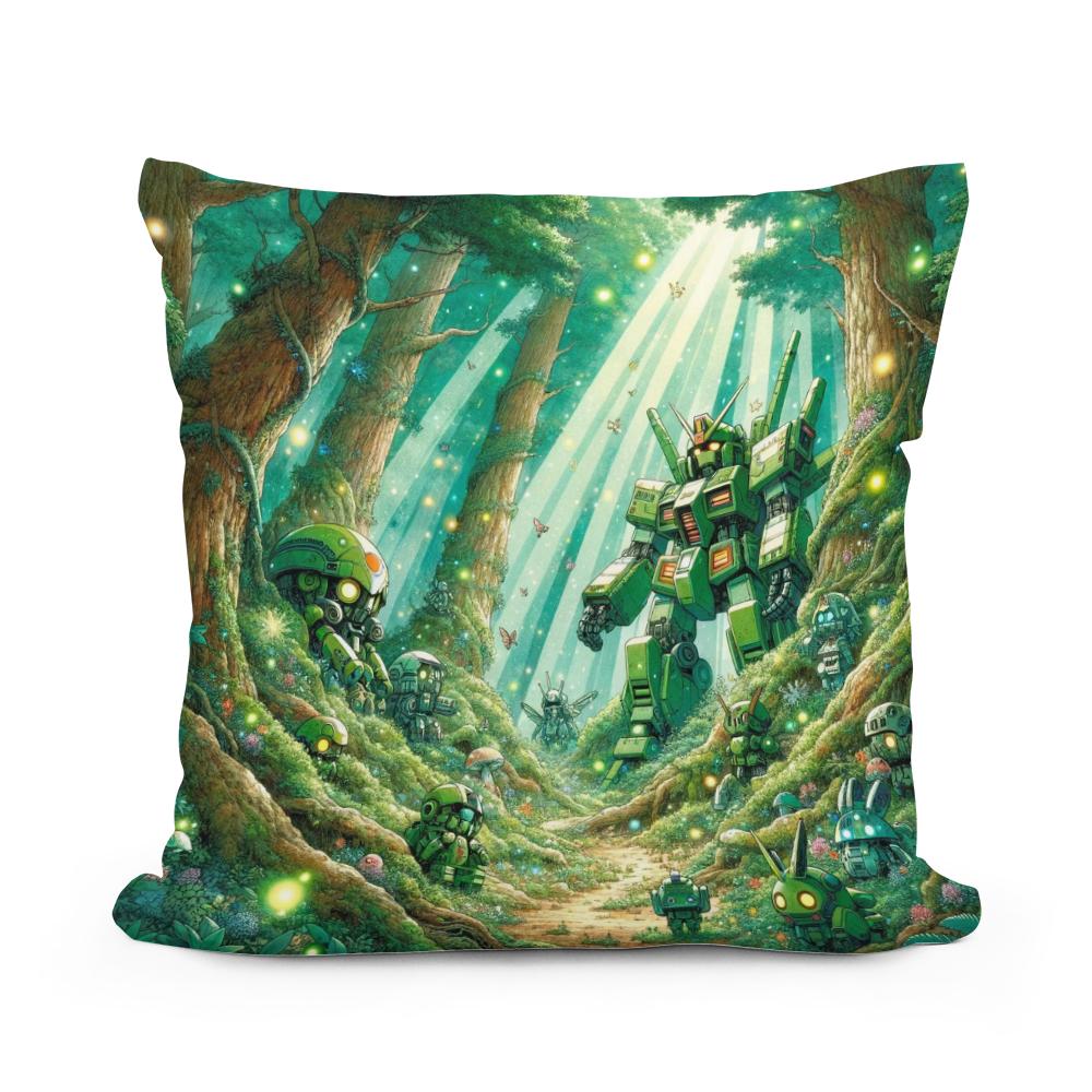 Enchanted Mecha Forest Cotton Cushion