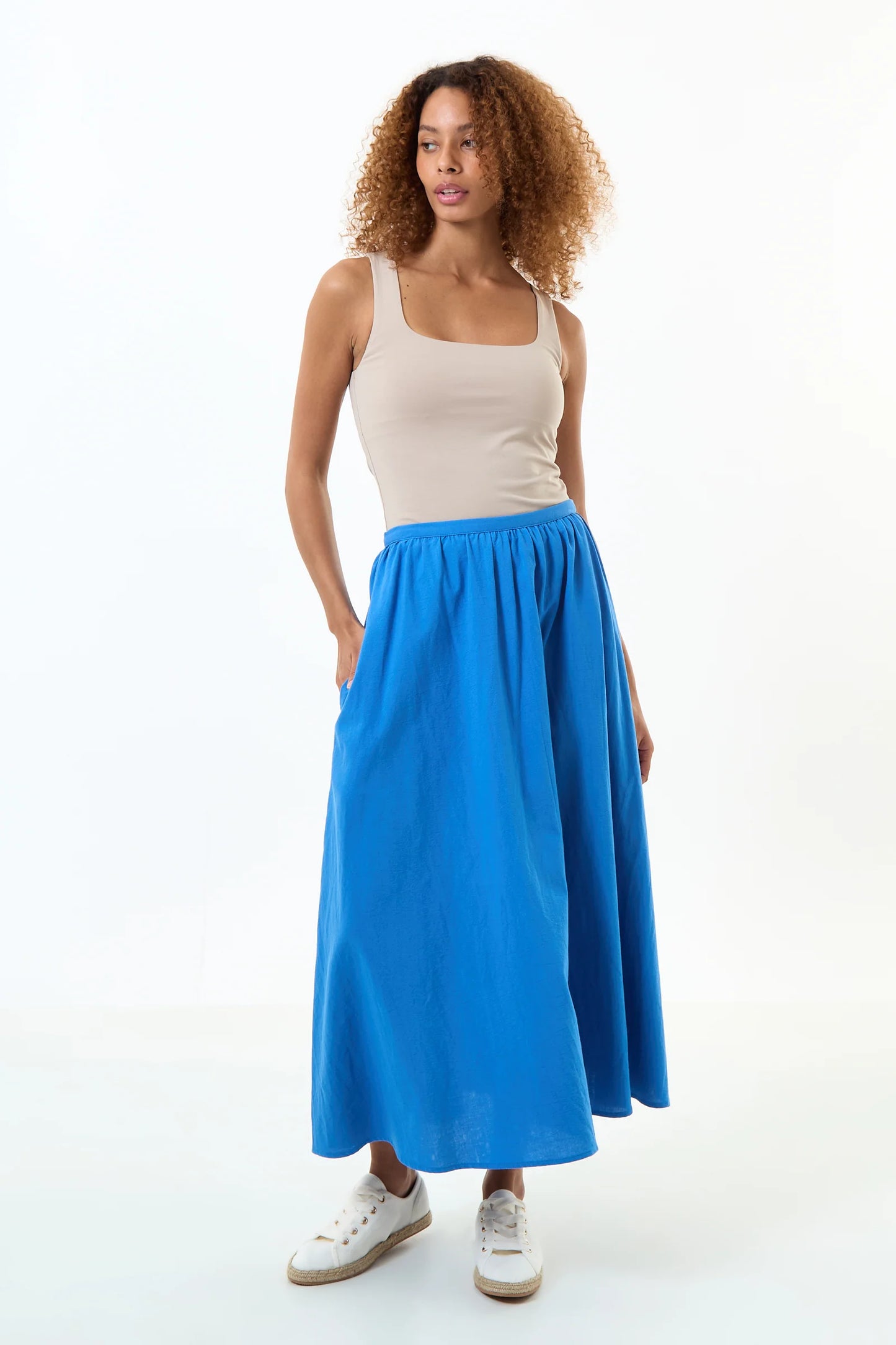 Zoeline Recycled Cotton Midaxi Skirt - Blue