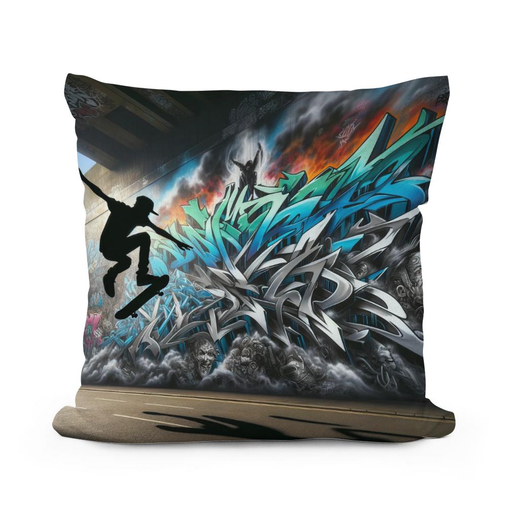 Skater's Silhouette Cotton Cushion