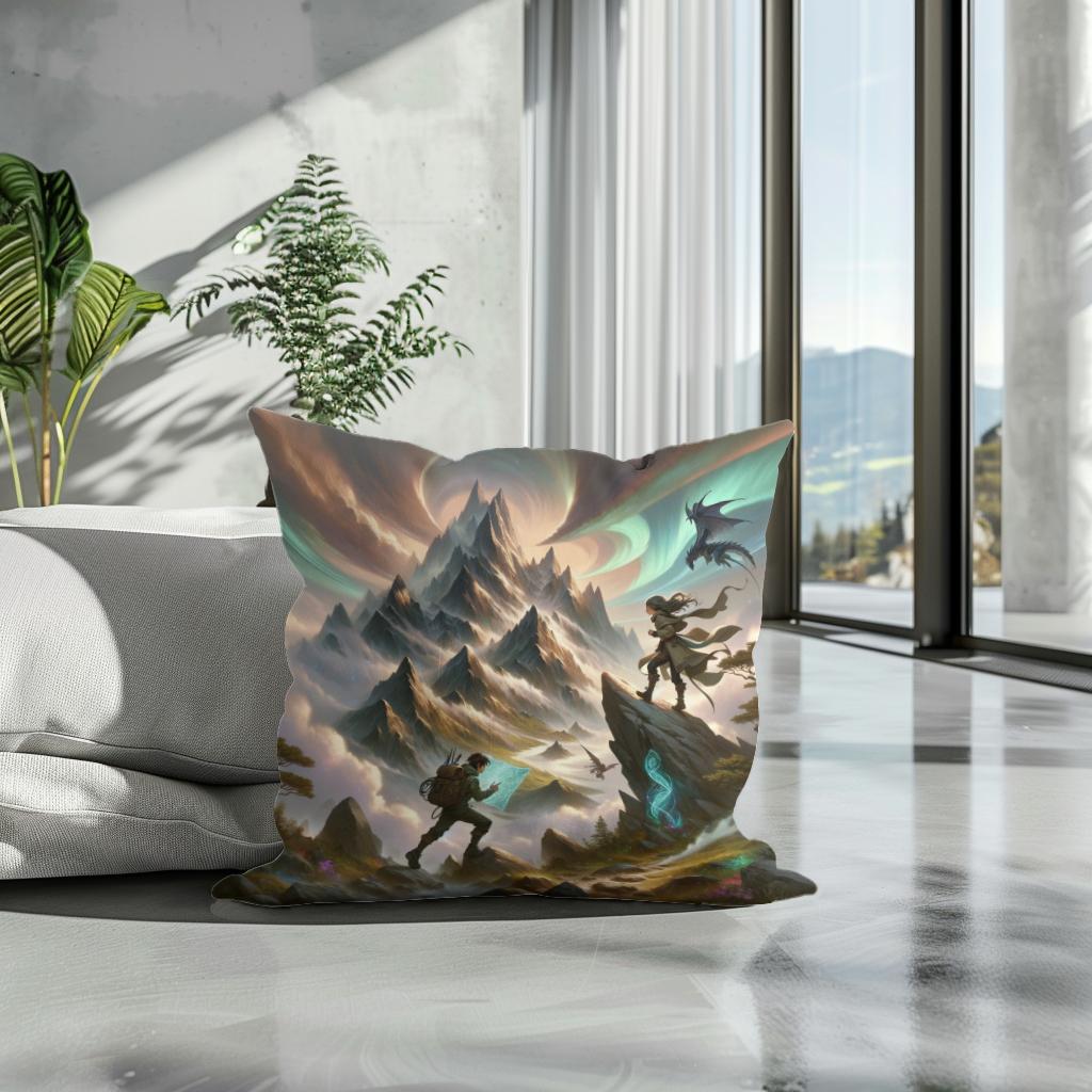 Mystical Mountain Journey Cotton Cushion