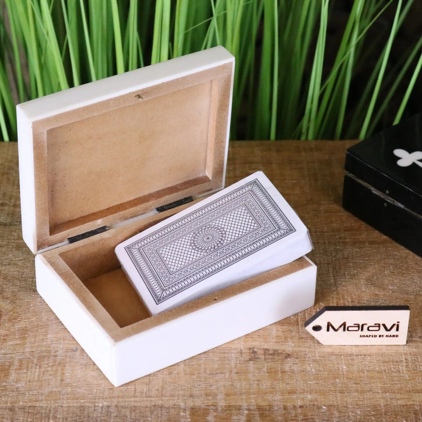 Zarita Luxury Playing Card Box Black and White