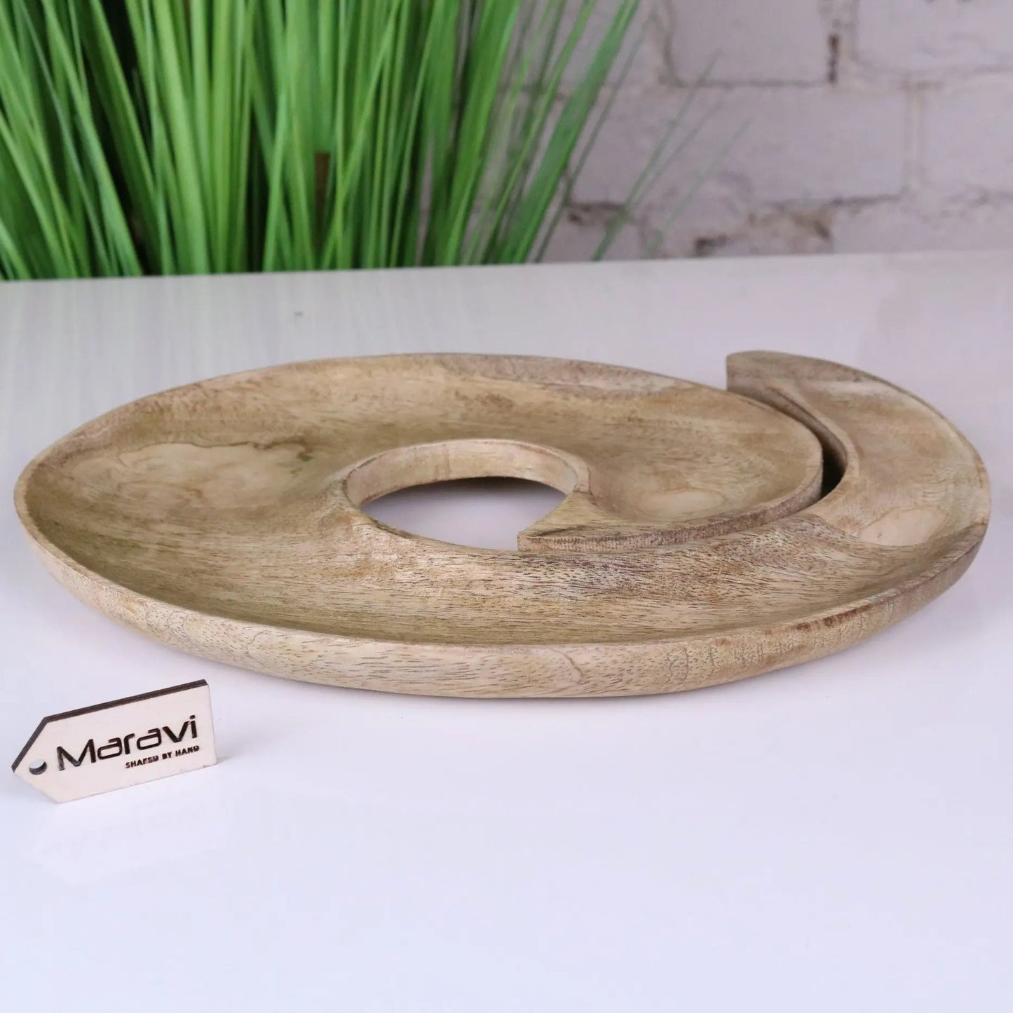 Zayana Swirl Mango Wood Serving Dish