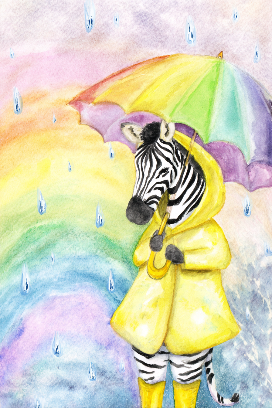 Zebra's Rainy Day Canvas
