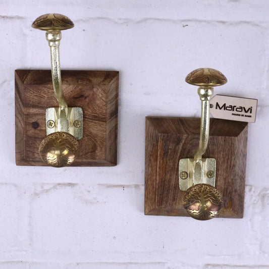 Zerika Antique Gold Coat Hooks Set of 2