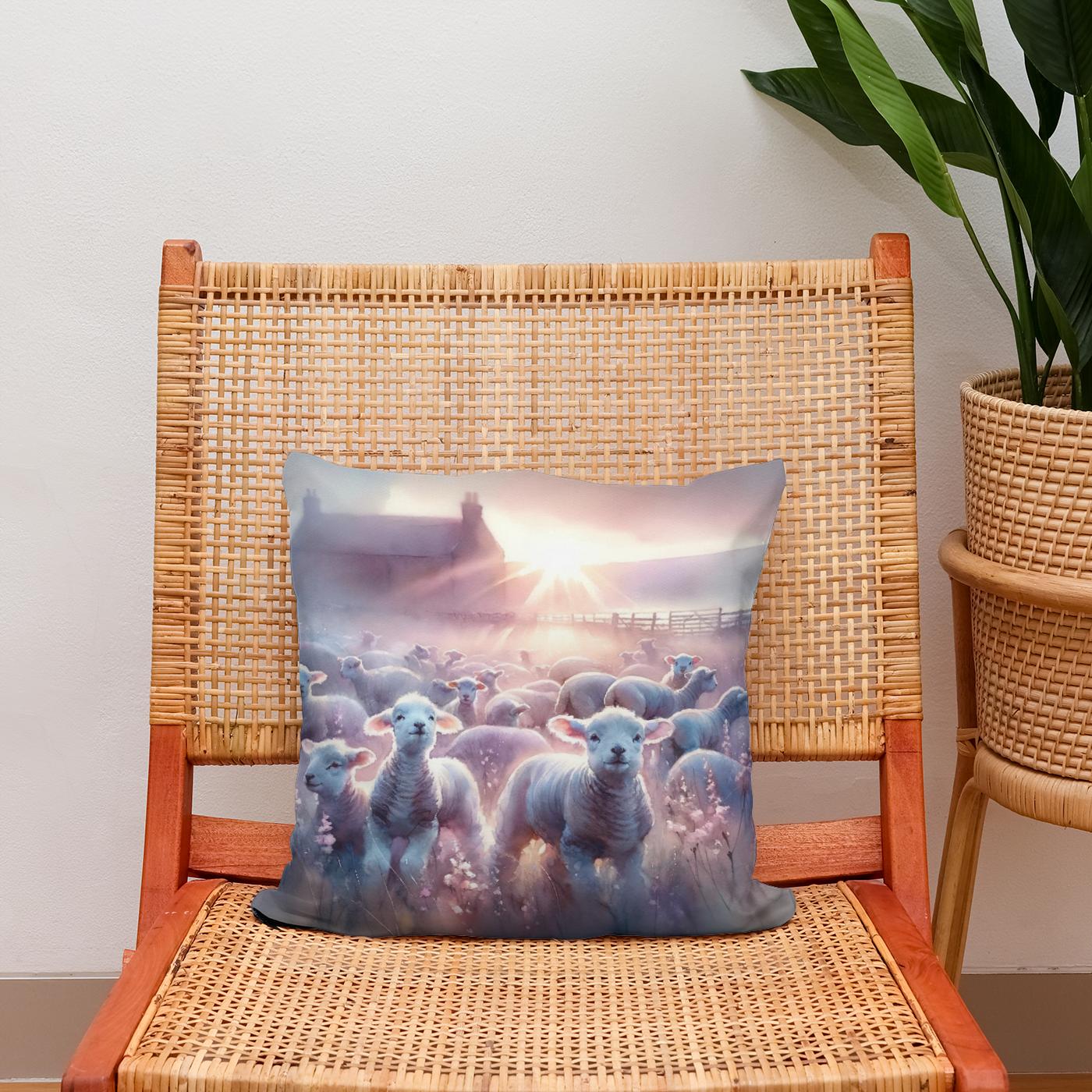 Dawn's Gentle Lambs Cotton Cushion