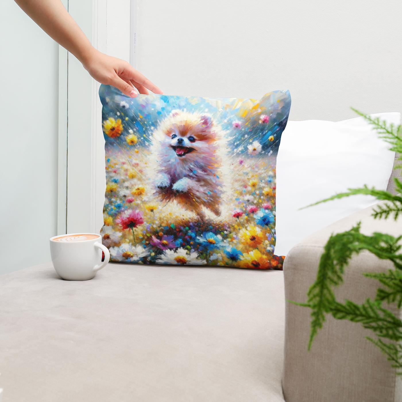 Pomeranian Joy Cotton Cushion