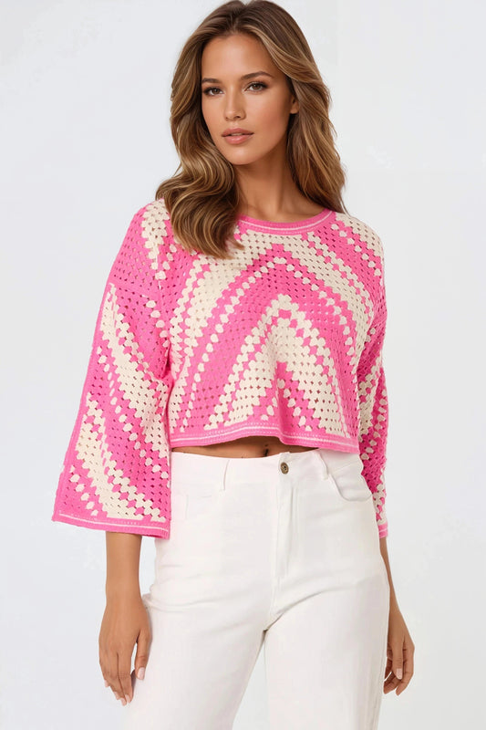 Pink Crochet Cropped Top