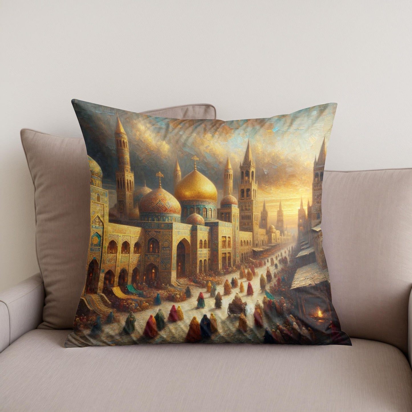 Golden City Splendor Cotton Cushion