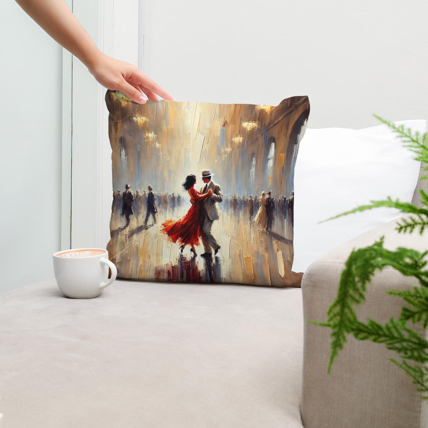 Golden Dance Impressionist Cotton Cushion