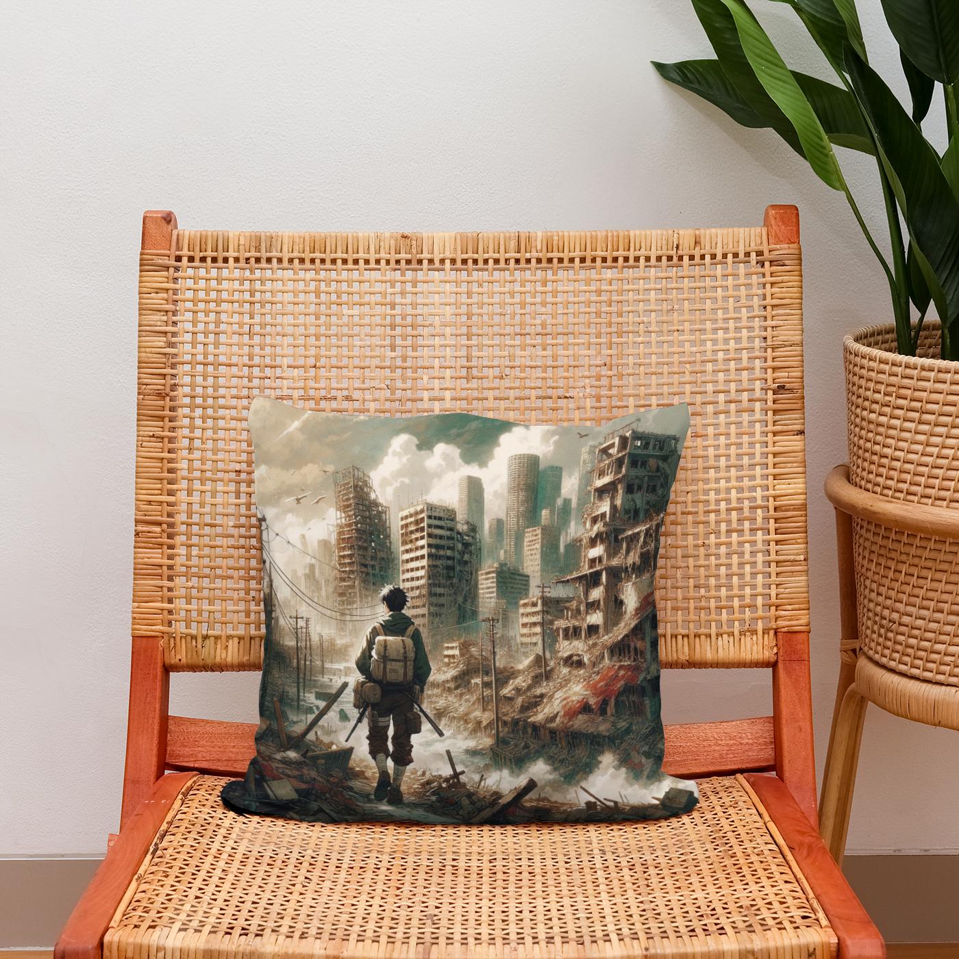 Resilience Amidst Ruins Cotton Cushion