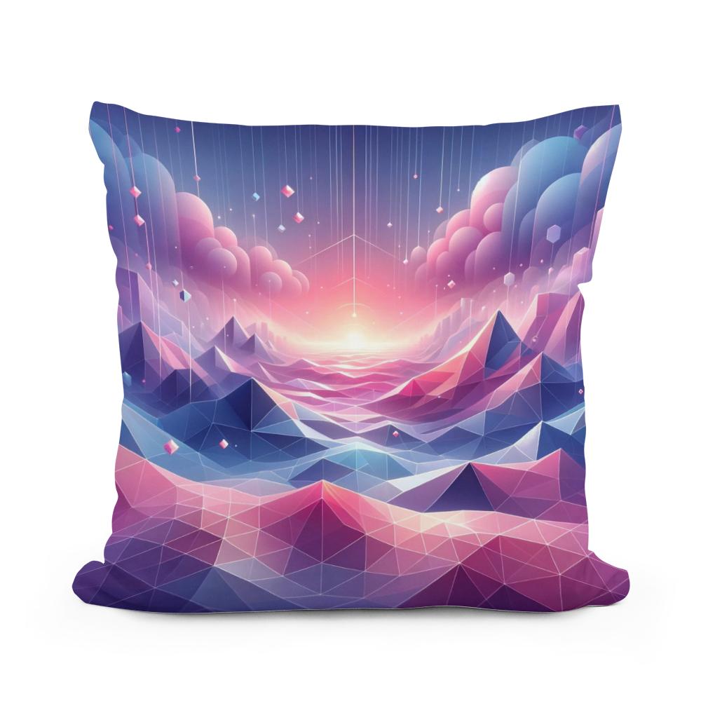 Pastel Virtuality: Geometric Dream Cotton Cushion