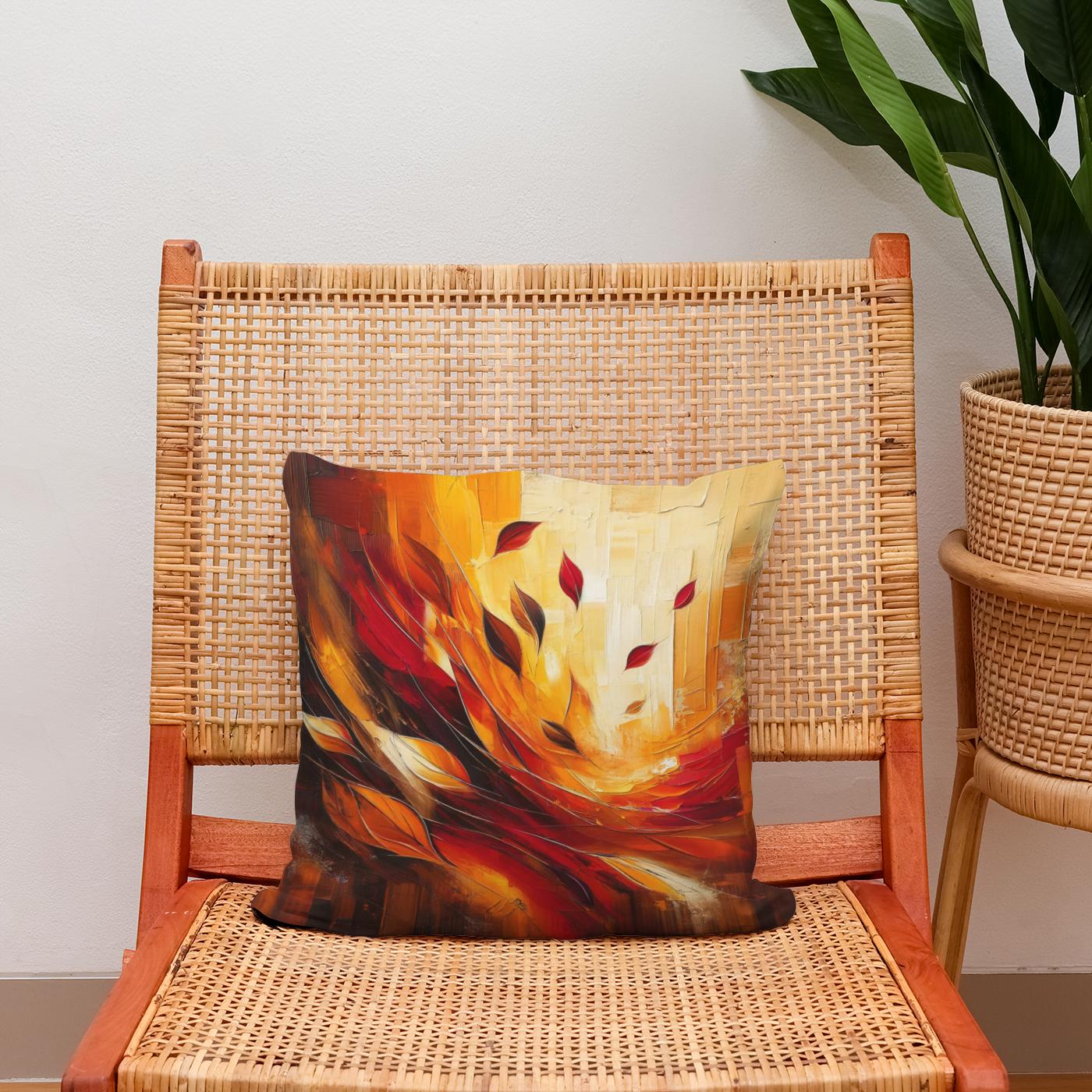 Autumn Embrace Abstract Cotton Cushion