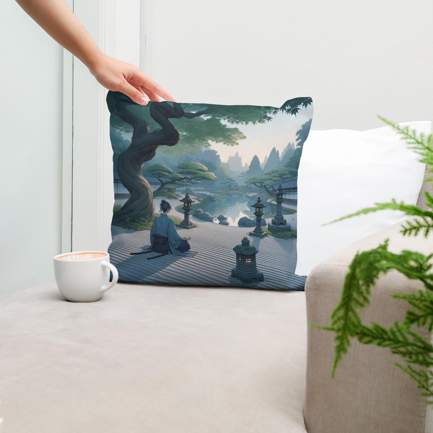 Samurai Serenity Cotton Cushion