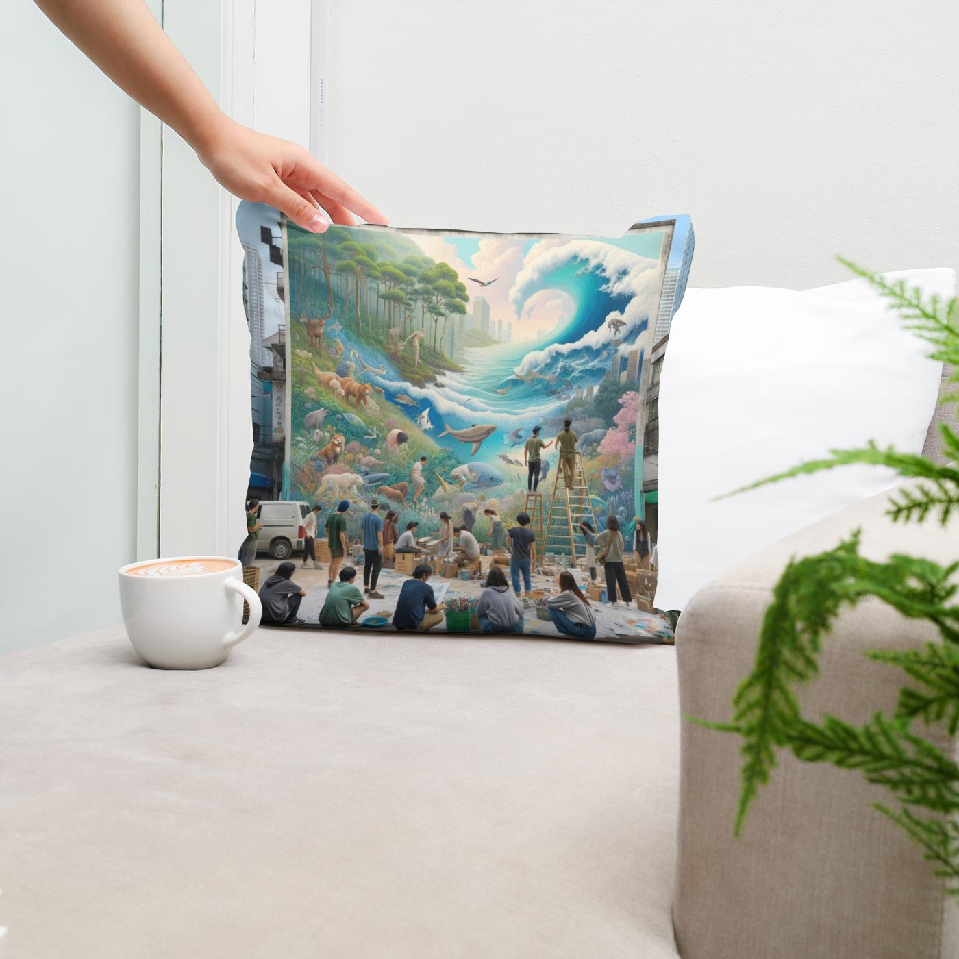 Nature's Mural Harmony Cotton Cushion