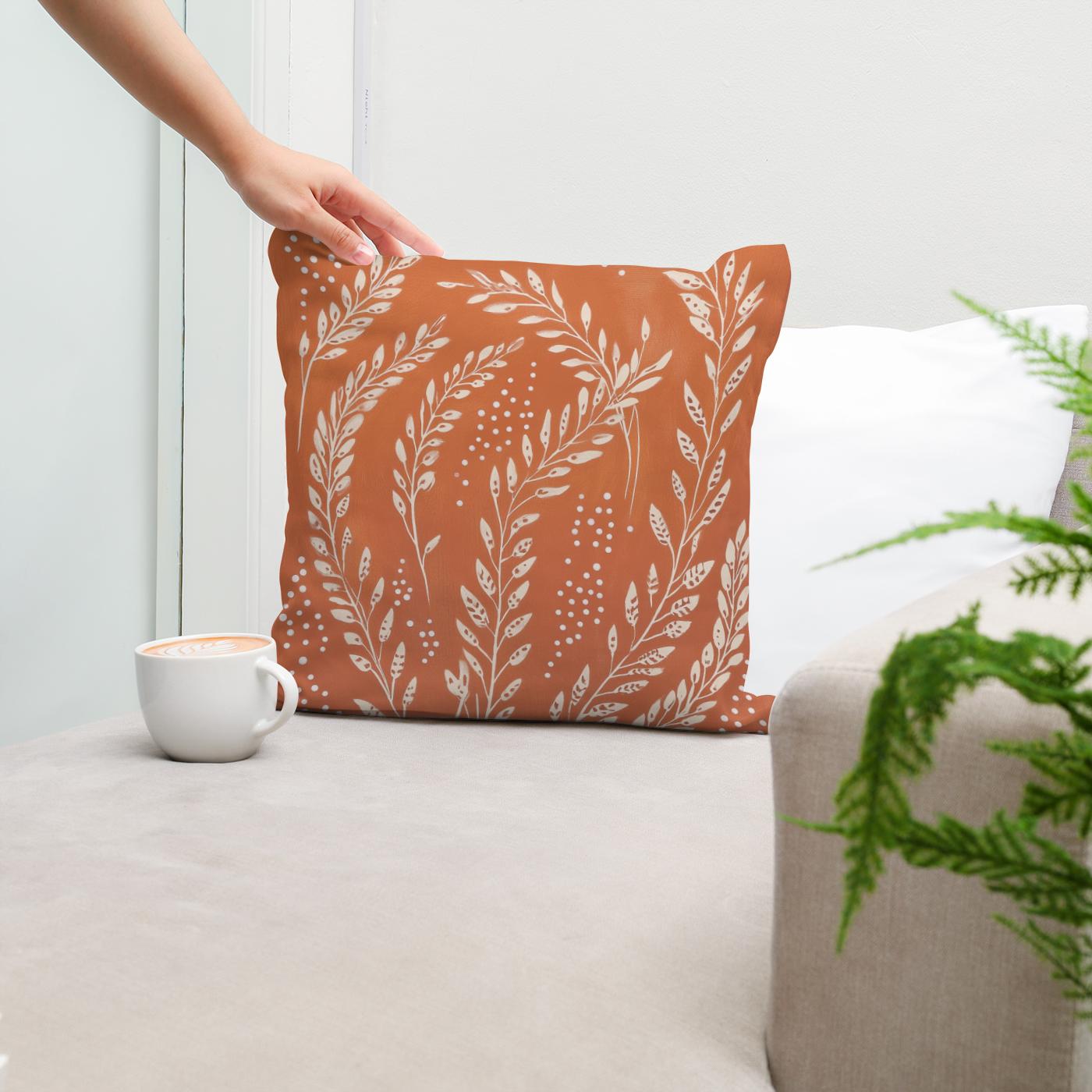Rusty Orange Wheat Cotton Cushion