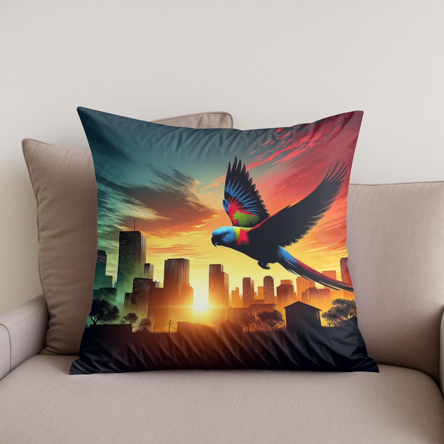 Urban Flight Silhouette Cotton Cushion