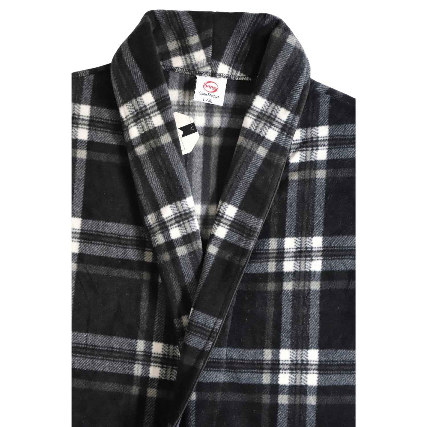 Men's Fleece Dressing Gown - Soft Warm Checkered Pattern