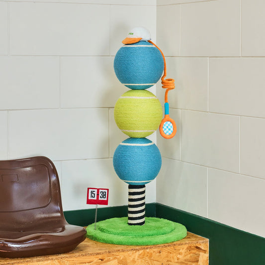 zeze ACE Tennis Cat Scratching Post — 86 cm Rope Tennis Balls with Racket Toy