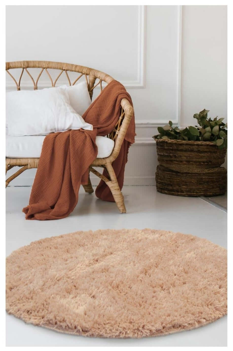 Soft Washable Beige Shaggy Rug | SA-02