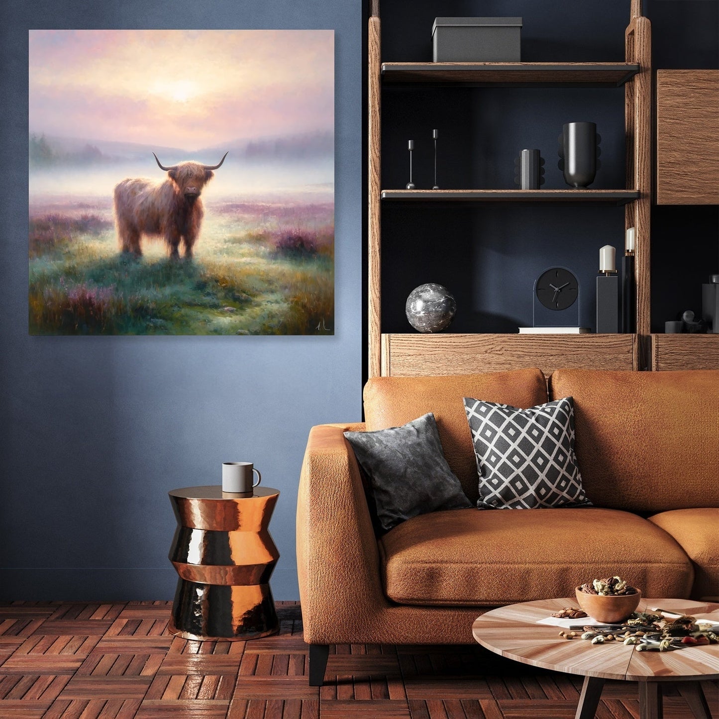 Highland Cow Dawn Canvas