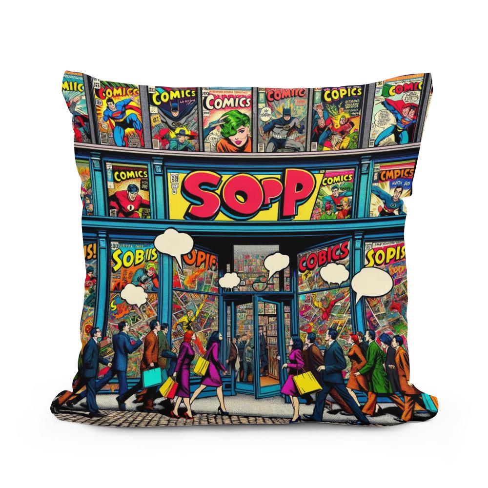 Pop Art Comics Hub Cotton Cushion