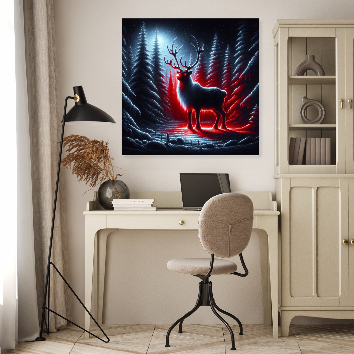Reindeer's Radiance Nightfall Canvas