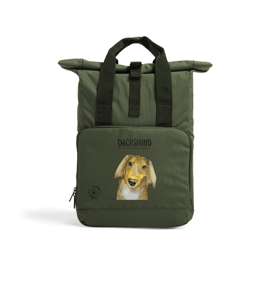 Long Haired Dachshund Roll-Top Backpack – Small Dog, Big Adventure!