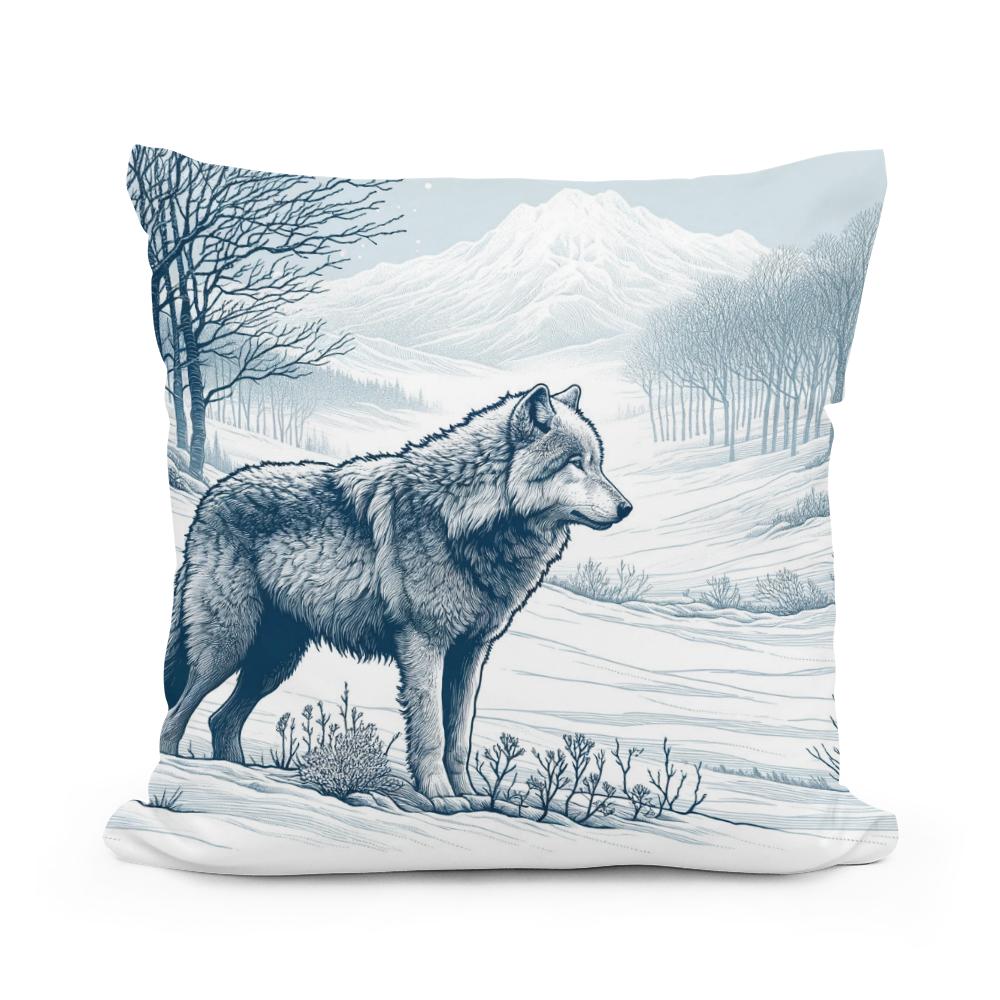 Winter Wolf Cotton Cushion